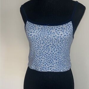 Blue Fitted Crop Camisole Tank Top